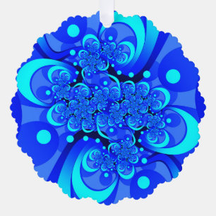 Adorno De Papel Tonos de arte fractal azul moderno abstracto