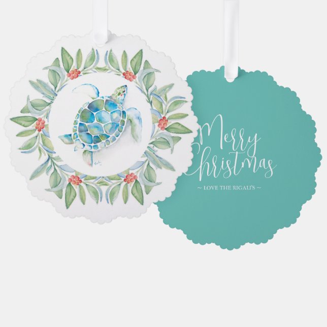 Adorno De Papel Tortuga marina de los Navidades de playa (Anverso/Reverso)