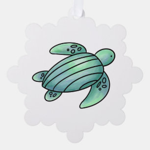Adorno De Papel tortuga marina pintada con acuarela dibujo animado