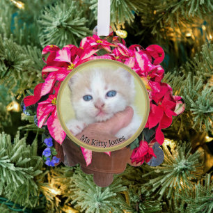 Adorno De Papel Tu foto - Poinsettia tradicional de regalo anual