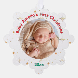 Adorno De Papel Twinkle Baby's First Christmas name and year
