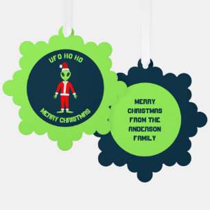 Adorno De Papel UFO Ho Padre Personalizado alienígena de Navidad