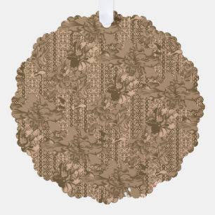 Adorno De Papel Un patrón floral vintage con desi marrón intrincad