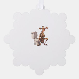 Adorno De Papel Una Cuidada Giraffe En Pajamas Sentada En Un Baño