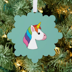 Adorno De Papel Unicornio mágico lindo con el pelo colorido