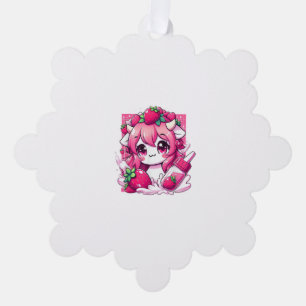 Adorno De Papel Vaca de fresa Kawaii Anime Fresa Leche _1