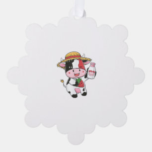 Adorno De Papel Vaca de fresa Kawaii Anime Fresa Leche _7