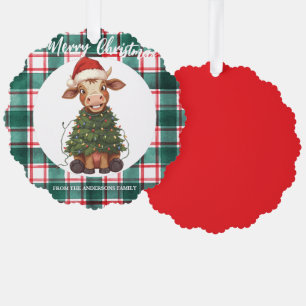 Adorno De Papel Vaca de Navidad linda y alegre árbol de Navidad te