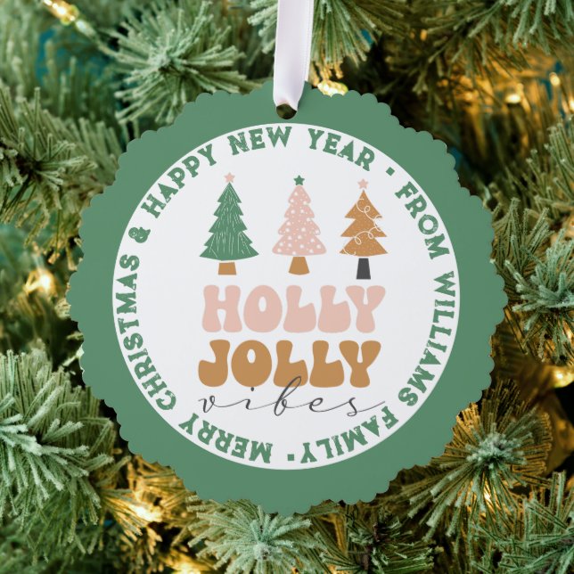 Adorno De Papel vibes holly jolly, feliz navidad y verde año nuevo (Insitu (árbol))