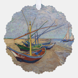 Adorno De Papel Vincent van Gogh - Barcas de Pesca en la Playa