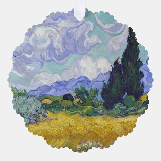 Adorno De Papel Vincent Van Gogh - Campo de trigo con cipreses (Anverso)