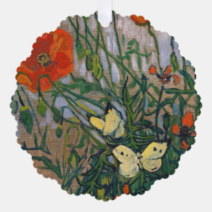 Adorno De Papel Vincent van Gogh - Mariposas y Amapolas