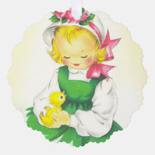 Adorno De Papel Vintage Little Girl Retro Cute