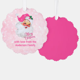 Adorno De Papel Vintage Pink Santa Christmas Ornament