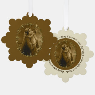 Adorno De Papel Virgen María con Niño Jesús, diseño de frontera do