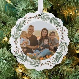 Adorno De Papel Watercolor Bayas huecas y hojas verdes