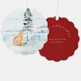 Adorno De Papel Watercolor Merry Christmas Wiers Fox & Tree