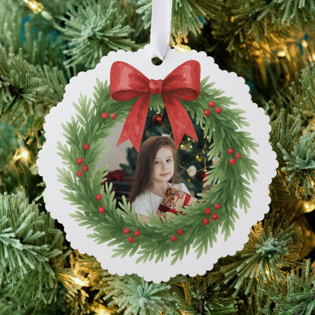 Adorno De Papel Watercolor Wreath Photo Modern Navidades (Insitu (árbol))