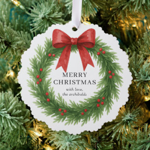 Adorno De Papel Watercolor Wreath Photo Modern Navidades