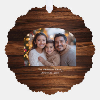 Adorno De Papel Wide Arch Family Christmas Photo Woodgrain
