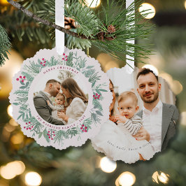 Adorno De Papel Winter Christmas Wreath with Photo 
