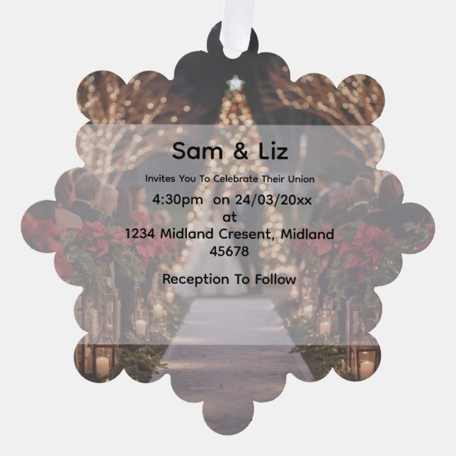 Adorno De Papel Winter Wedding Snowflake Decorative Invitation (Anverso)