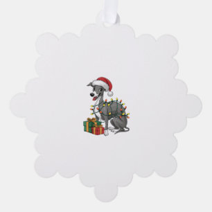 Adorno De Papel Xmas Iluminando Santa Hat Perro de Greyhound itali