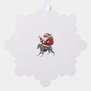 Adorno De Papel Xmas Iluminando Santa Riding Perro de Greyhound C