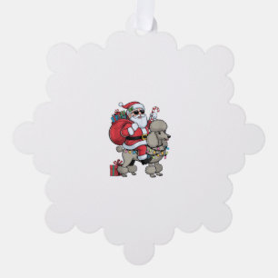 Adorno De Papel Xmas Lighting Santa Riding Standard Poodle Dog Chr