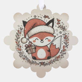 Adorno De Papel zorro lindo con sombrero santa Etiquetas favoritas