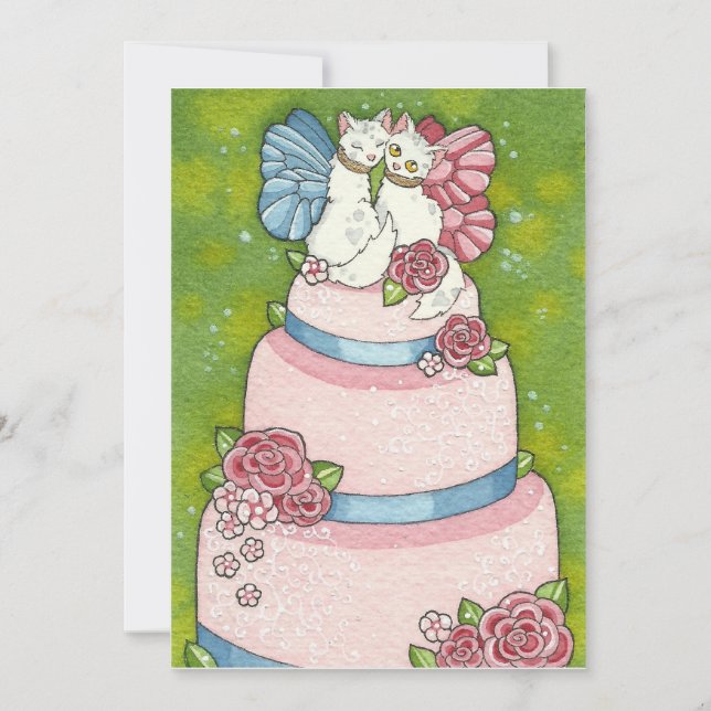 Adorno de pastel de boda de Kitty Fairy Invitación (Anverso)