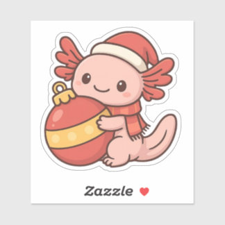 Adorno de pegatina de axolotl de Navidad Kawaii