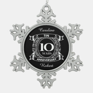 Adorno De Peltre Tipo Copo De Nieve 10.º aniversario del boda en lata