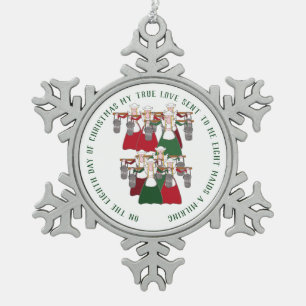 Adorno De Peltre Tipo Copo De Nieve 12 días de Uno-Ordeño de las criadas del navidad