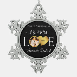 Adorno De Peltre Tipo Copo De Nieve 1.ª Navidad como Sra. Newlyweds Holiday