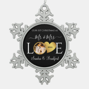 Adorno De Peltre Tipo Copo De Nieve 1.ª Navidad como Sra. Newlyweds Holiday