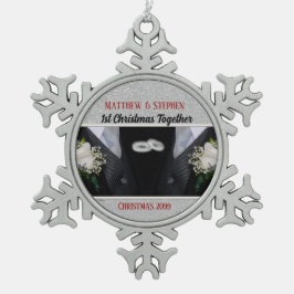 Adorno De Peltre Tipo Copo De Nieve 1.ᵉʳ Matrimonio gay Navidad Dos Tuxes