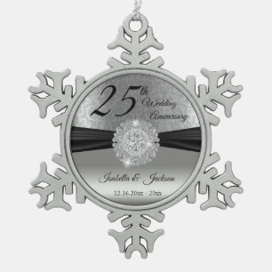 Adorno De Peltre Tipo Copo De Nieve 25º Aniversario de Bodas de Plata