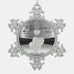 Adorno De Peltre Tipo Copo De Nieve 25º Aniversario de Bodas de Plata