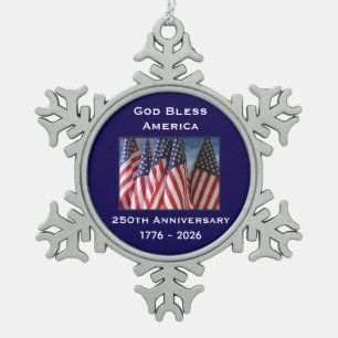 Adorno De Peltre Tipo Copo De Nieve 250º Aniversario USA Patriótico Dios Bendiga Améri