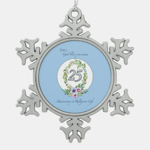 Adorno De Peltre Tipo Copo De Nieve 25° aniversario de la corona católica y la plata