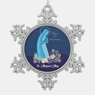 Adorno De Peltre Tipo Copo De Nieve 25° Aniversario de la Vida Religiosa de las Nun Fl