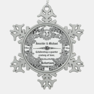 Adorno De Peltre Tipo Copo De Nieve 25° Aniversario del Boda de Sillver