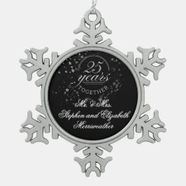 Adorno De Peltre Tipo Copo De Nieve 25 Años Juntos Aniversario de Bodas de Plata Negro
