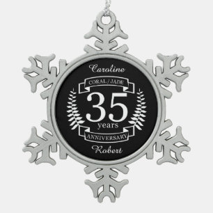 Adorno De Peltre Tipo Copo De Nieve 35.º ANIVERSARIO Boda JADE / CORAL
