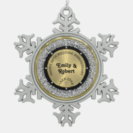 Adorno De Peltre Tipo Copo De Nieve 50.º aniversario del boda diamantes blancos y oro