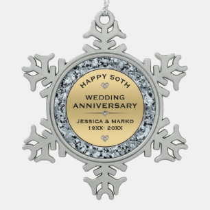Adorno De Peltre Tipo Copo De Nieve 50° aniversario de bodas de diamantes de oro y bla