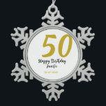 Adorno De Peltre Tipo Copo De Nieve 50 cumpleaños añadir nombre fecha año negro planti<br><div class="desc">diseño editable</div>