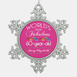 Adorno De Peltre Tipo Copo De Nieve 60° cumpleaños Las joyas más coloridas rosadas