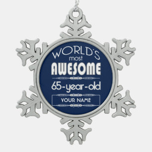 Adorno De Peltre Tipo Copo De Nieve 65.o Del cumpleaños de los mundos azul marino